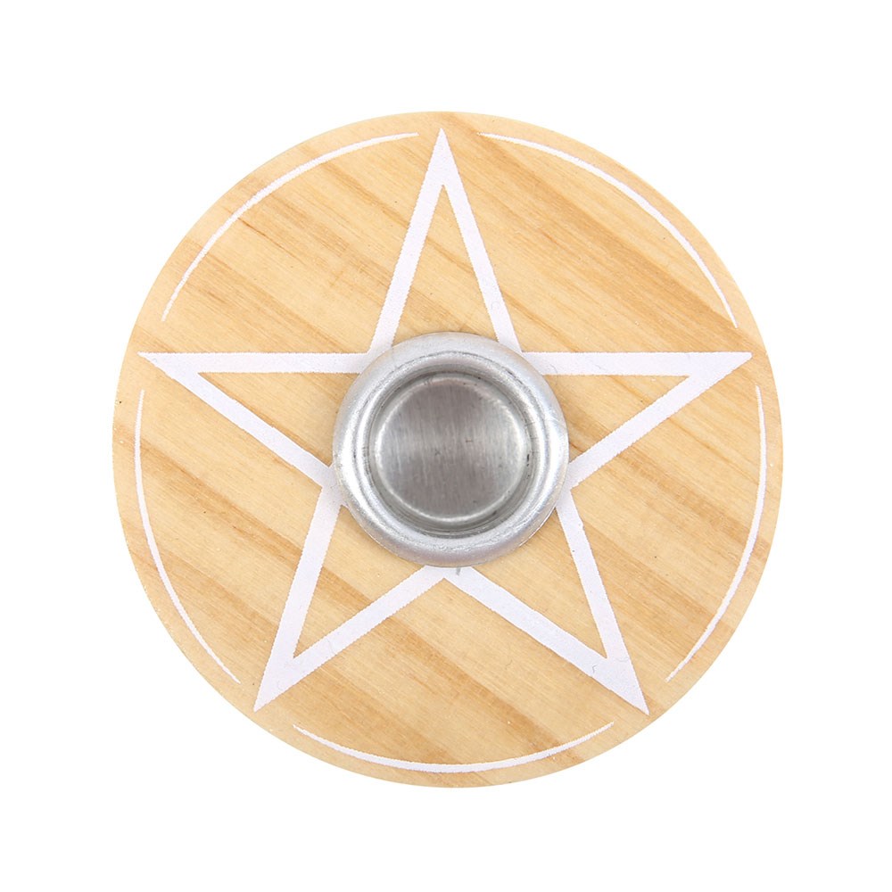 Vit/Natur  rund Pentagram Ljus Hållare - 2