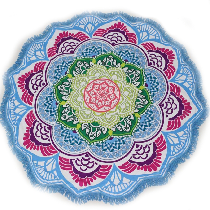Mandala Näckros Chakra Duk / Matta - Ljusblå/Grön