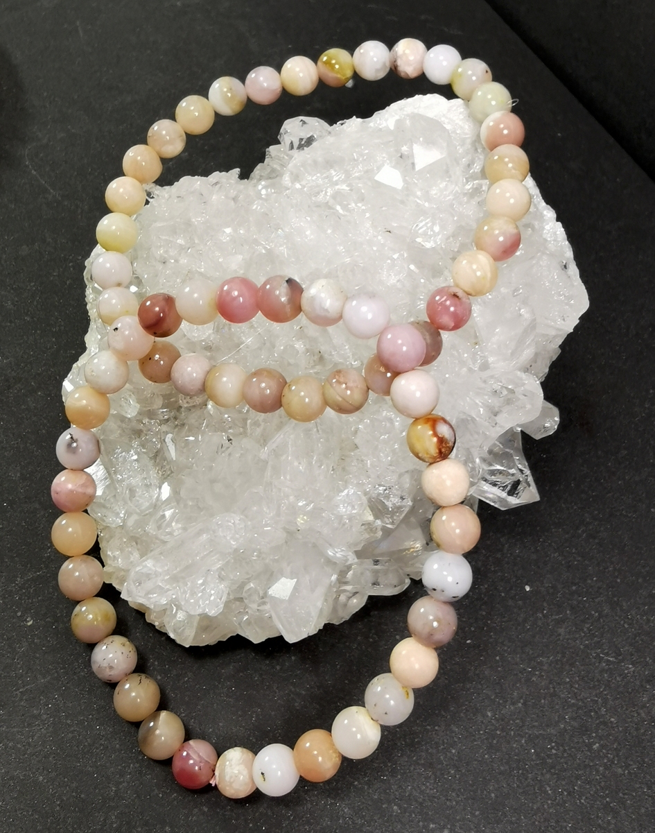 Rosa Opal Armband - 5mm runda pärlor - 3