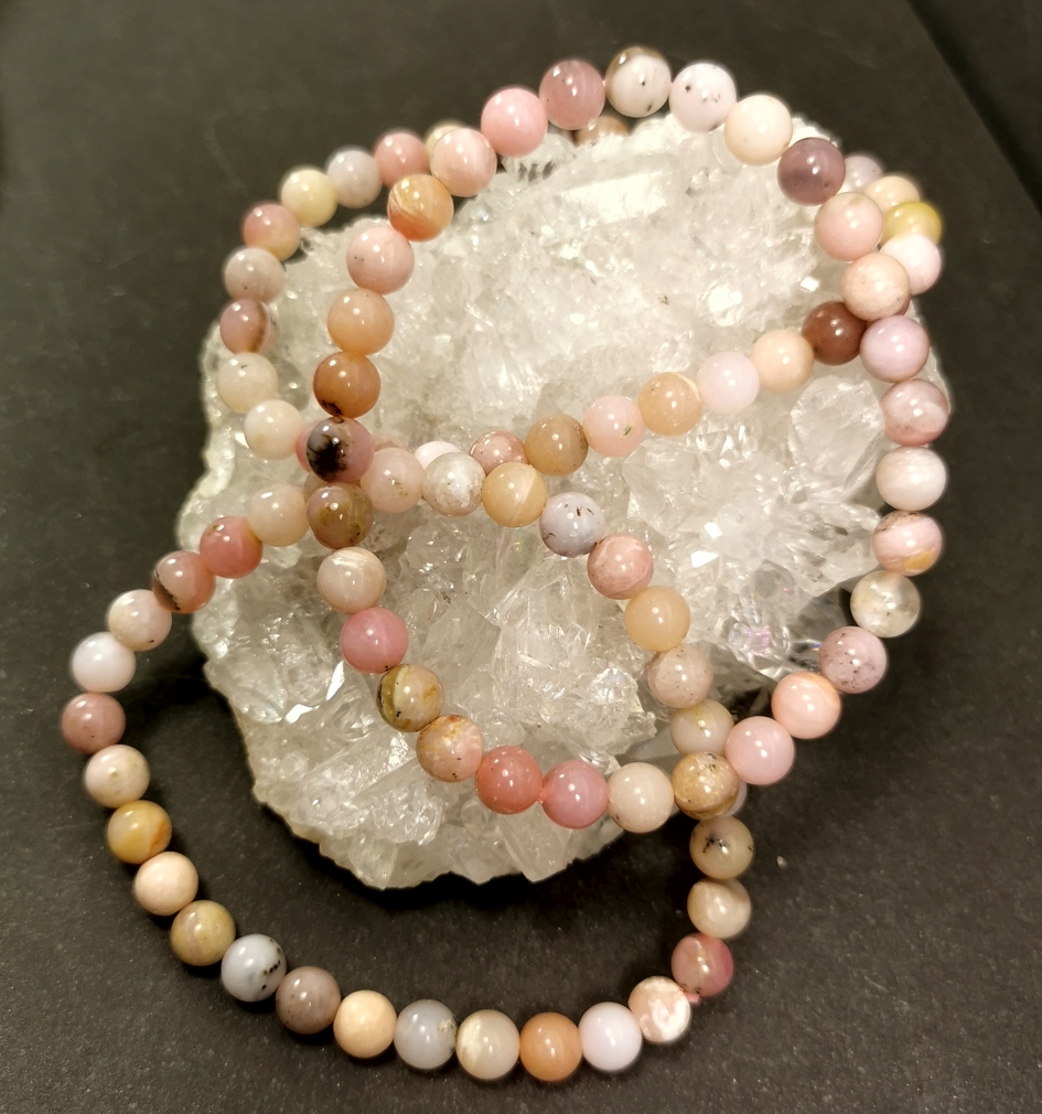 Rosa Opal Armband - 5mm runda pärlor