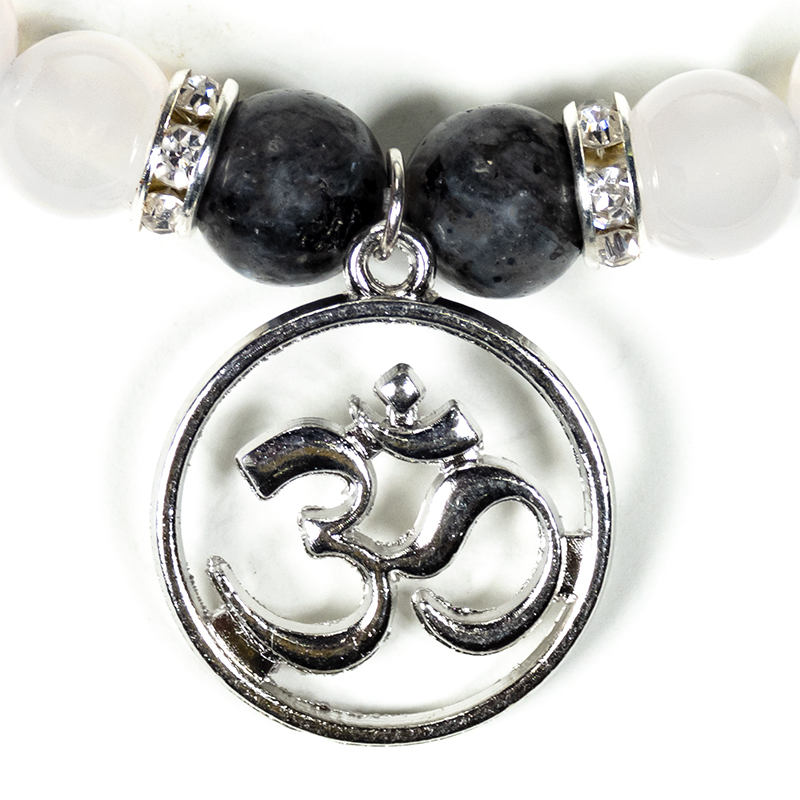 Labradorit / Vit Agat Armband med Aum - Balans - 2