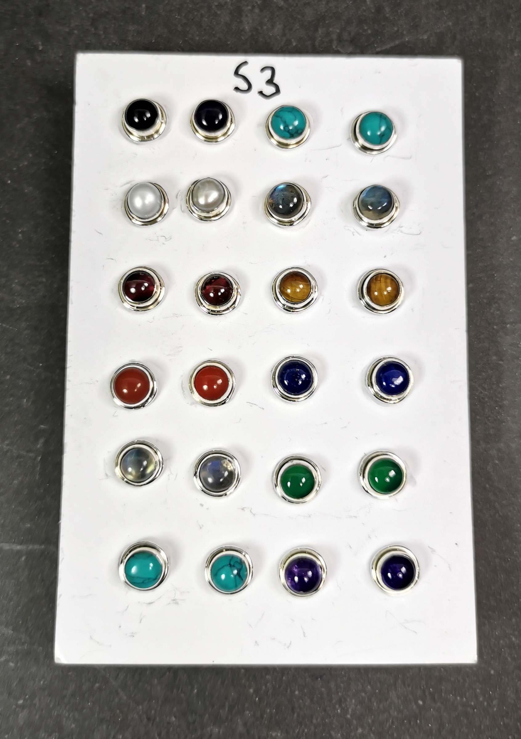 Stiftörhängen av sterling silver med Ädelstenar - S3