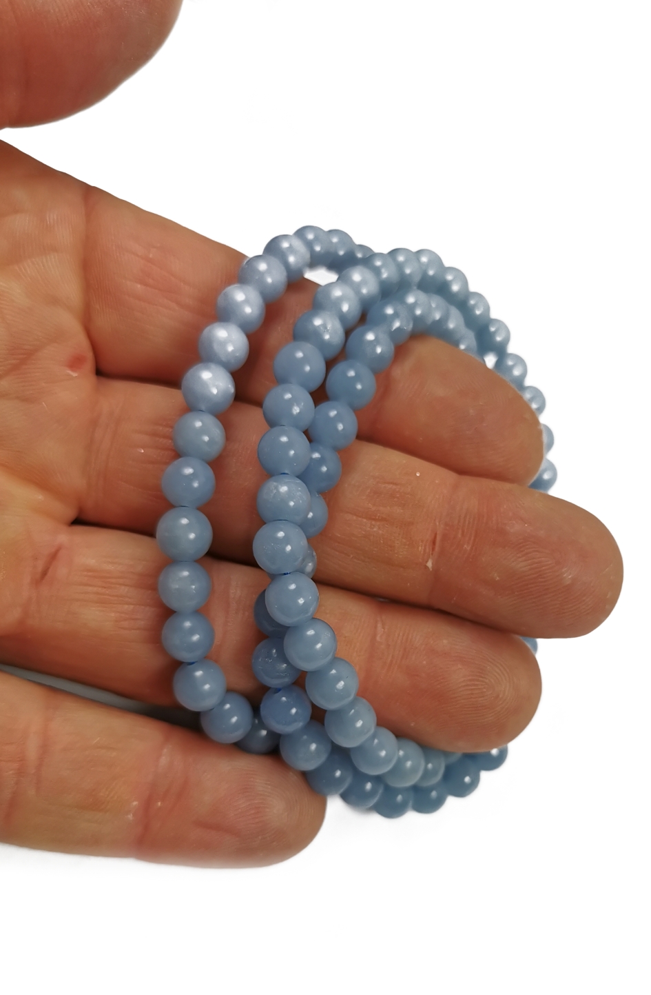 Angelit (blå anhydrit) Armband  - 6mm - 2