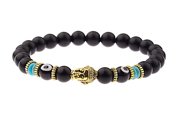 Armband i Lavasten med Skyddsöga och Buddha 