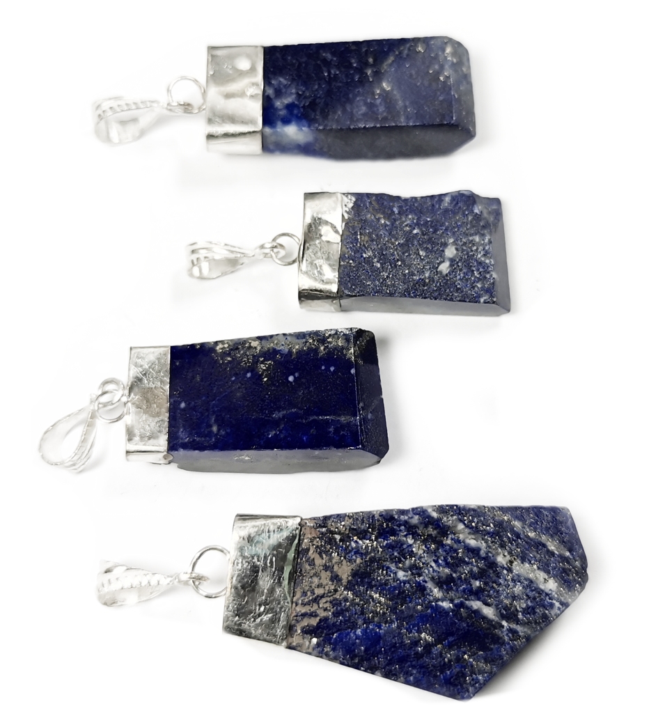 Lapis Lazuli Hänge  - En sida rå / en sida slipad - 2