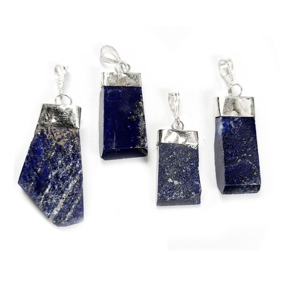Lapis Lazuli Hänge  - En sida rå / en sida slipad