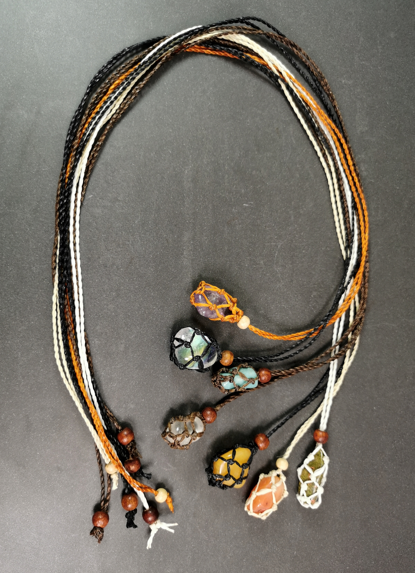 Makramé nät halsband - 7cm påse - 3