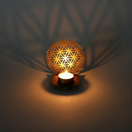 Fairtrade Värmeljus ljusstake " Flower of Life" - Circle - 3
