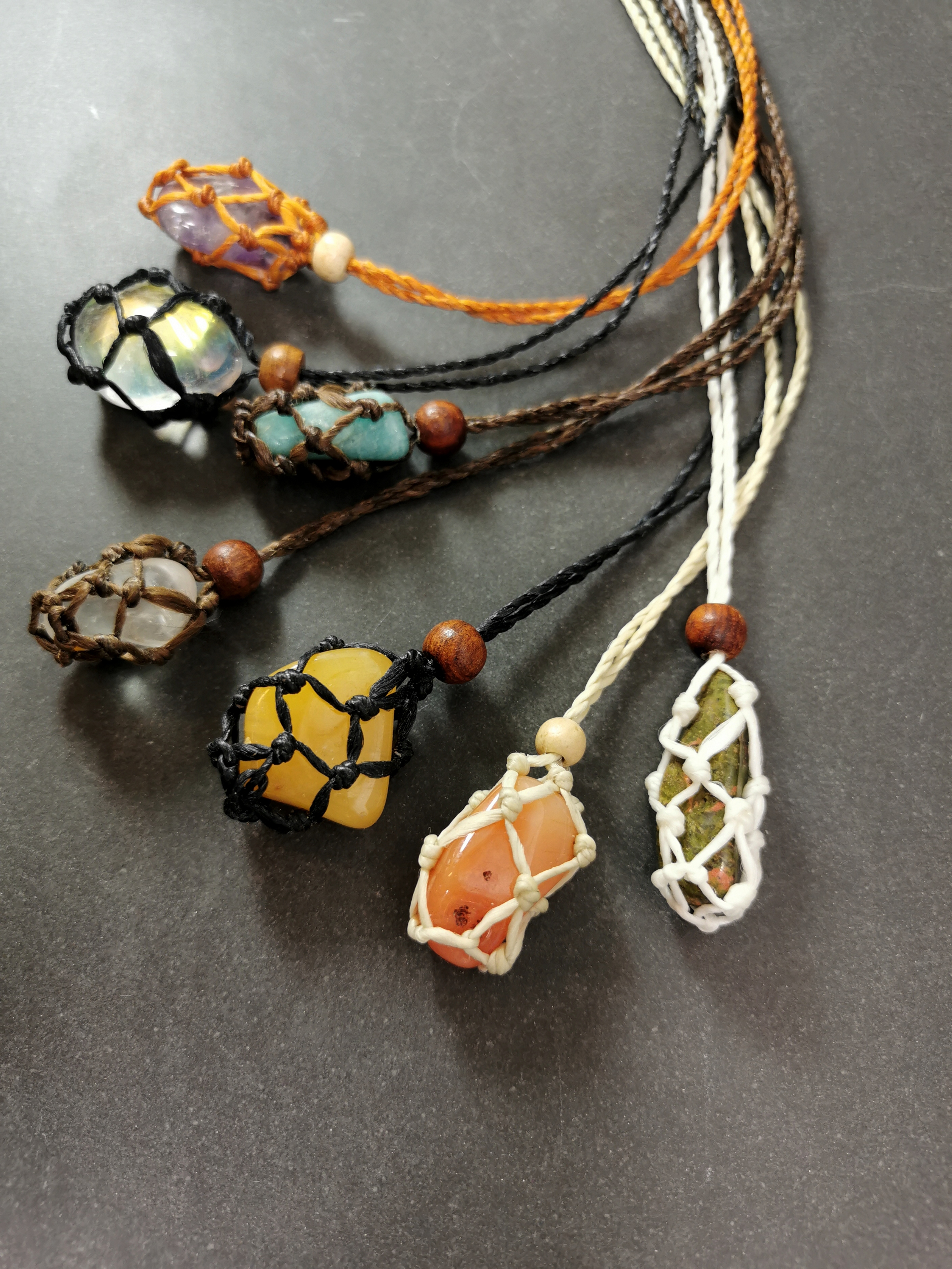 Makramé nät halsband - 4cm påse