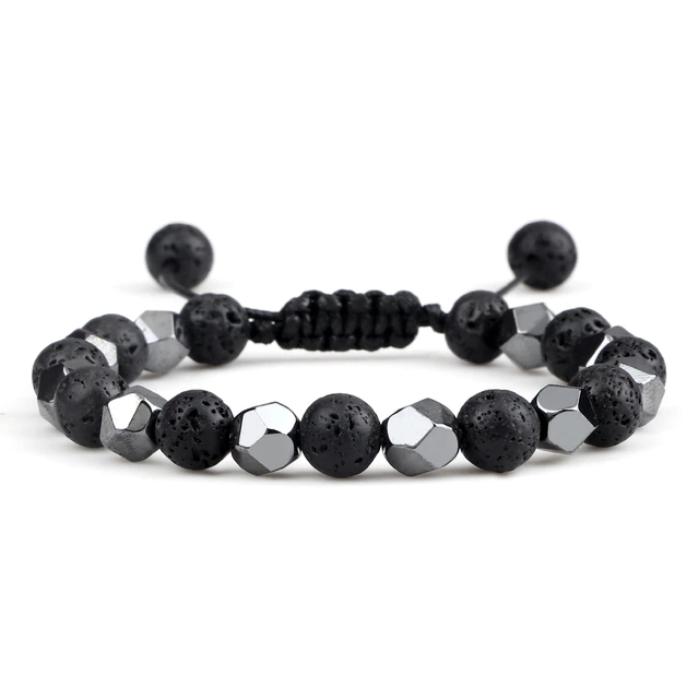 Hematit och Lavasten Armband 