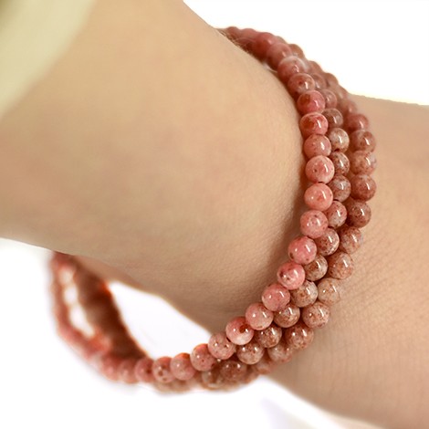 Röd Thulit Armband  - 4mm pärlor - 2