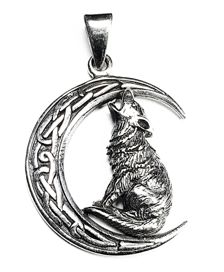 Halvmåne med Varg i Sterling silver - Keltisk 