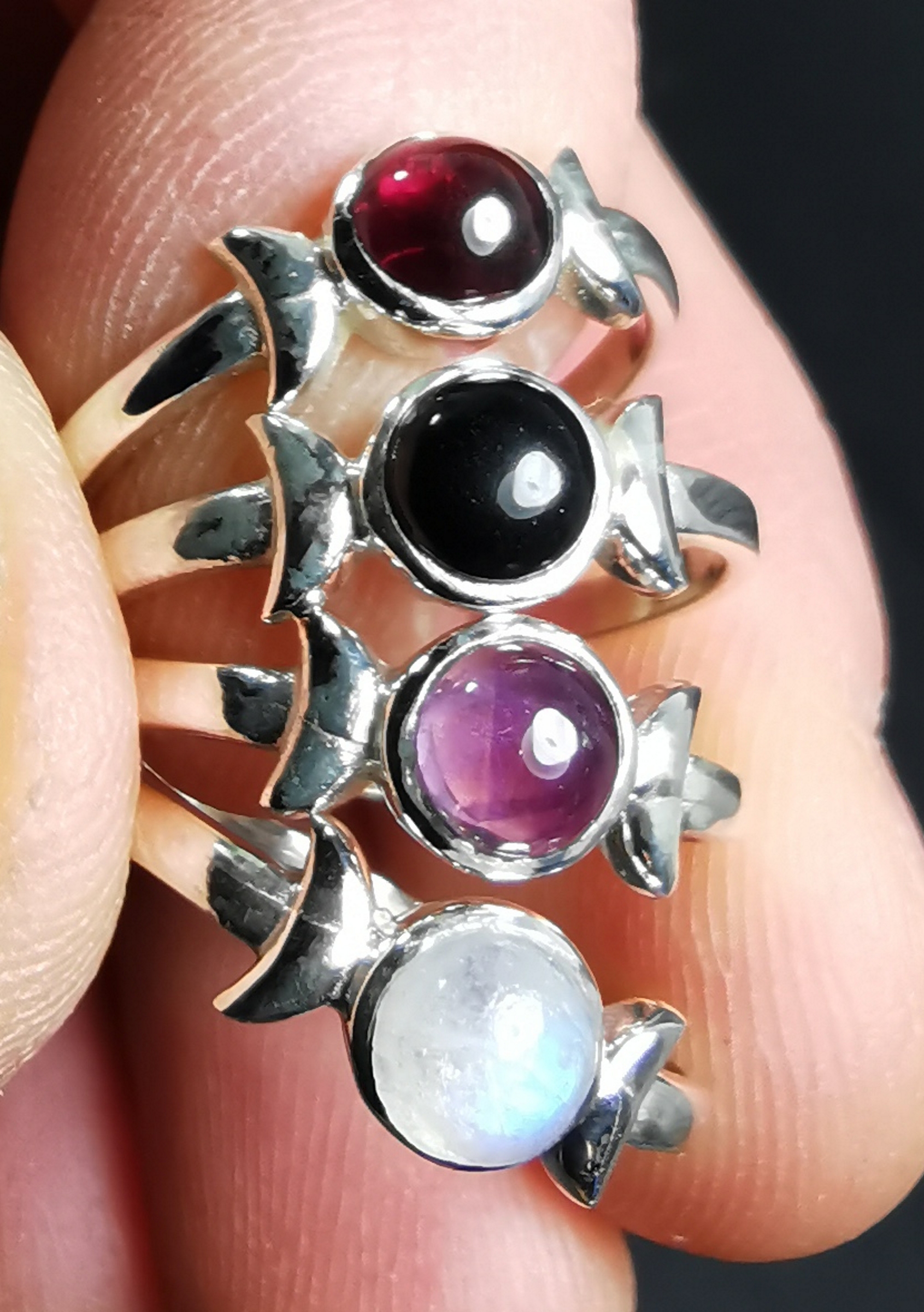 Triple moon Ring i Silver - 4