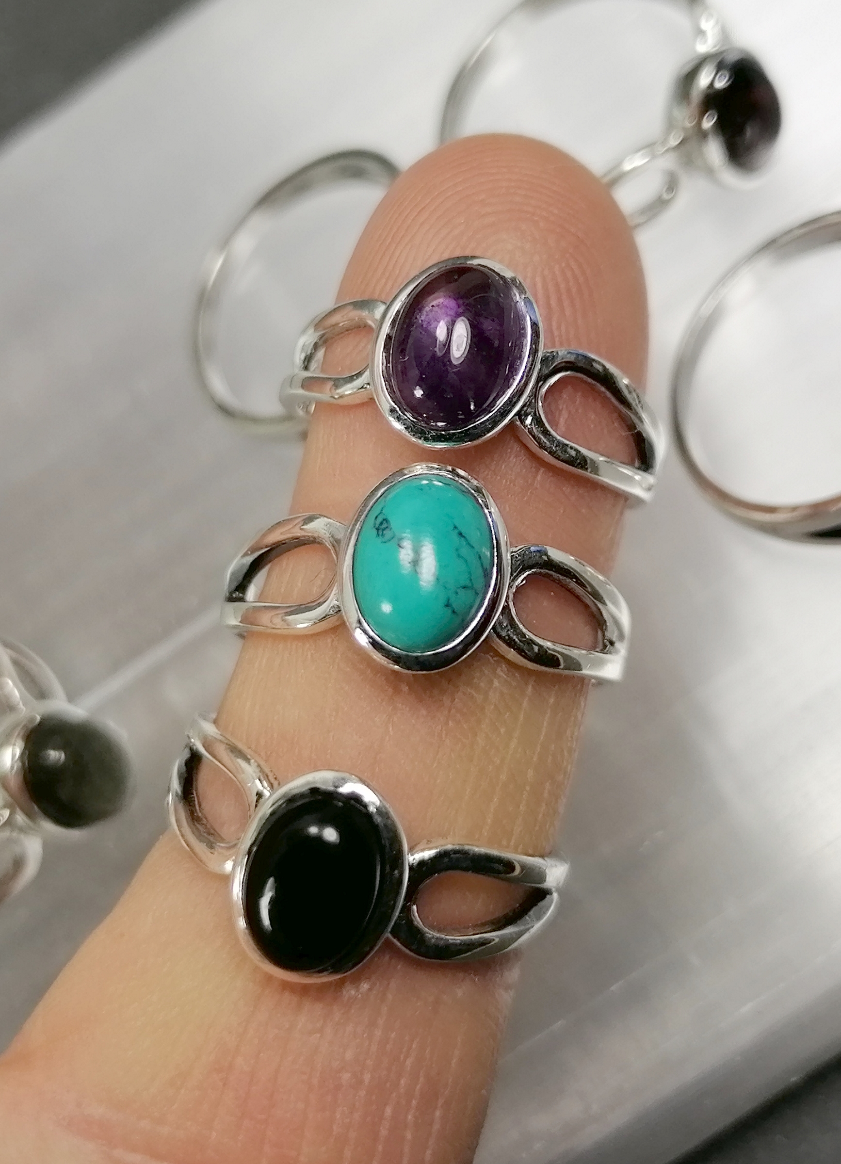 Cabochon Stenring i Silver - 5