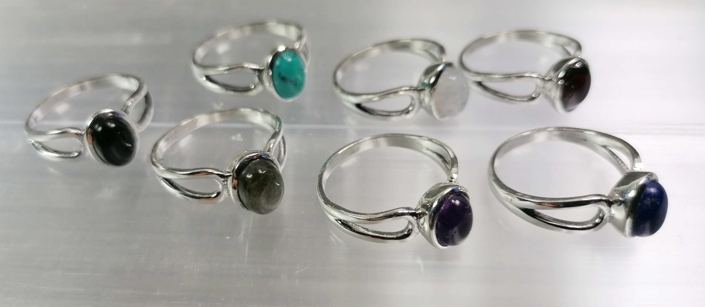 Cabochon Stenring i Silver