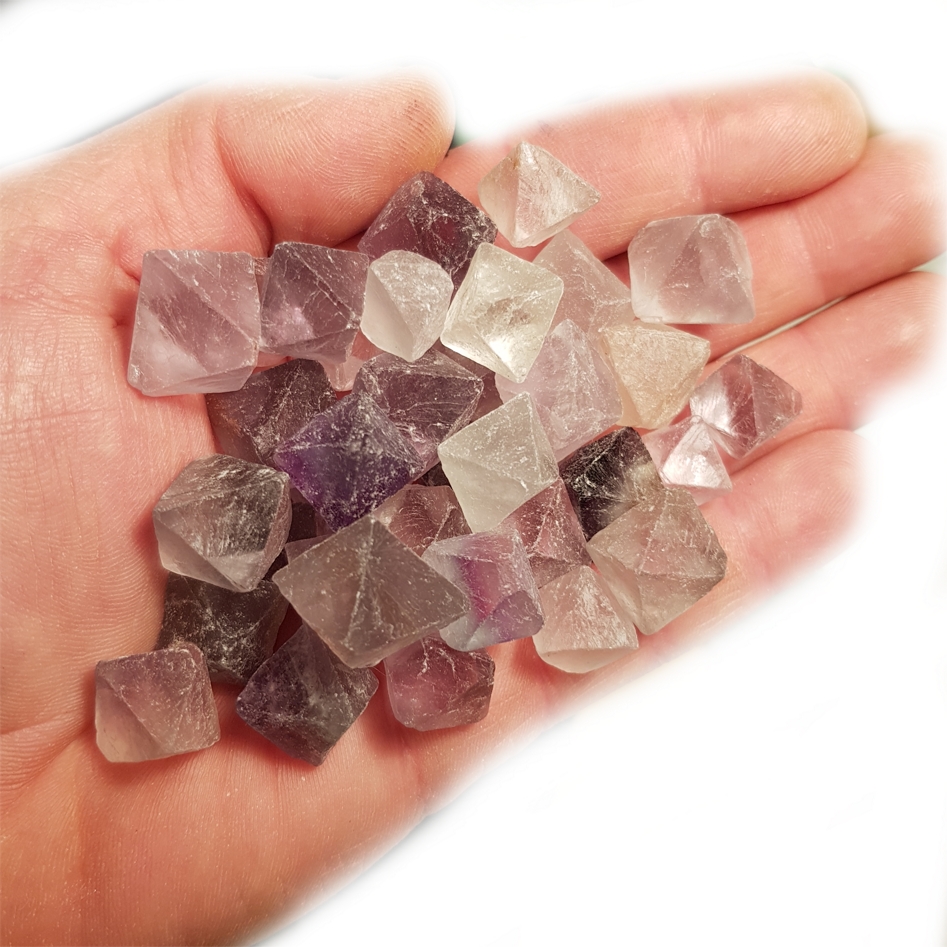 Fluorit (Flusspat), Lila/Blå/Vit/Grå/Grön   oktraeder  - 3