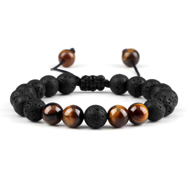 Lavasten och Tigeröga Armband 