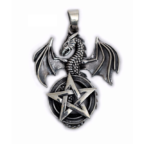 Drake med Pentagram Hänge i Silver