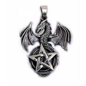 Drake med Pentagram Hänge i Silver