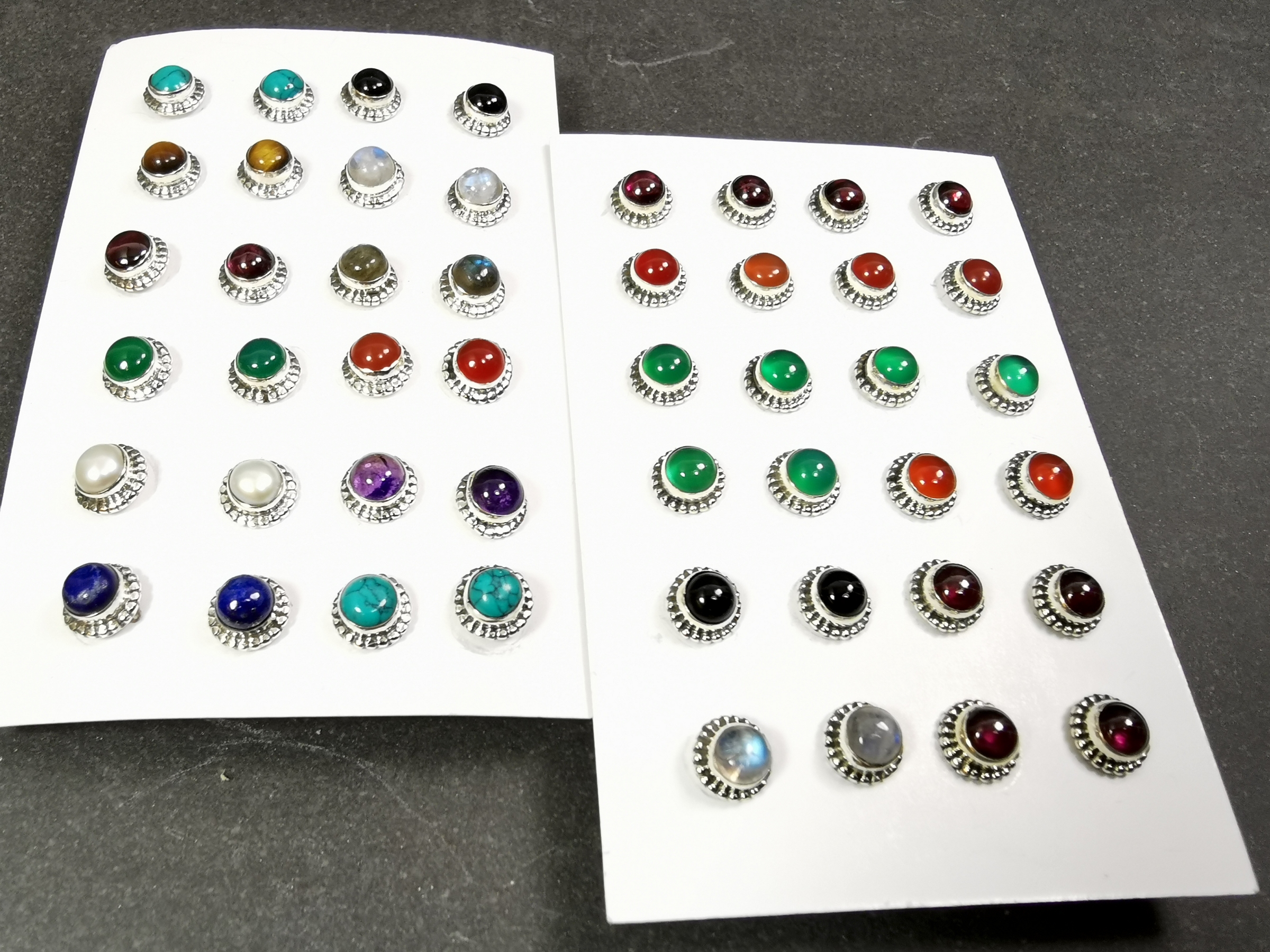 Stiftörhängen av sterling silver med Ädelstenar -S1 - 2