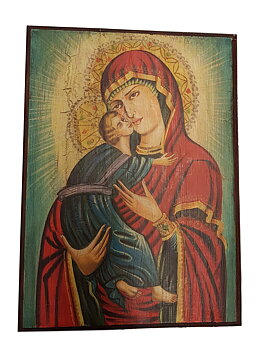 Handmålade Ikon - Jungfru Maria och Jesus