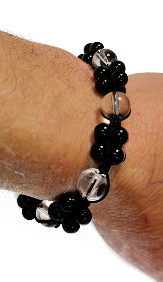 Svart Onyx och Bergkristall Armband - 2