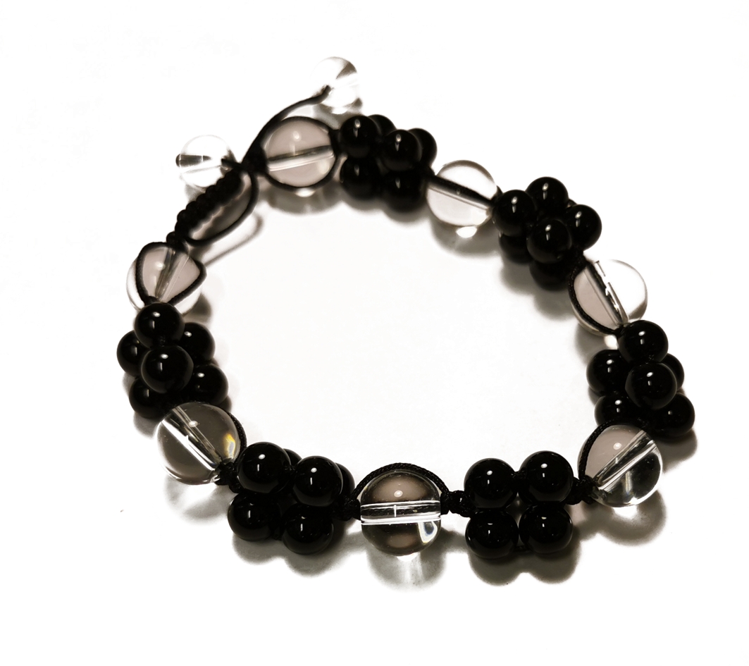 Svart Onyx och Bergkristall Armband