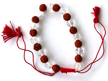 Rudraksha Mala Armband med Bergkristall