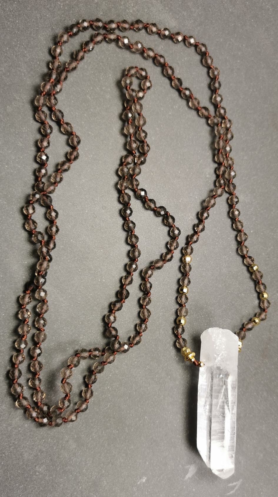 Bergkristall Mala med 4mm Pärlor - Rökkvarts - 2