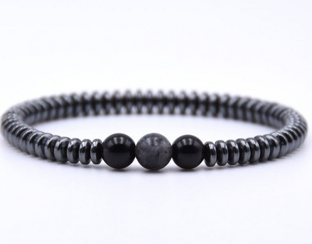 Hematit Armband - 3 pärlor mix - 3