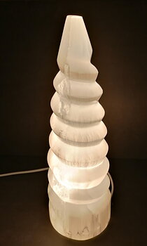 Selenit Lampa  - Spiral (Unicorn horn)  - 30cm