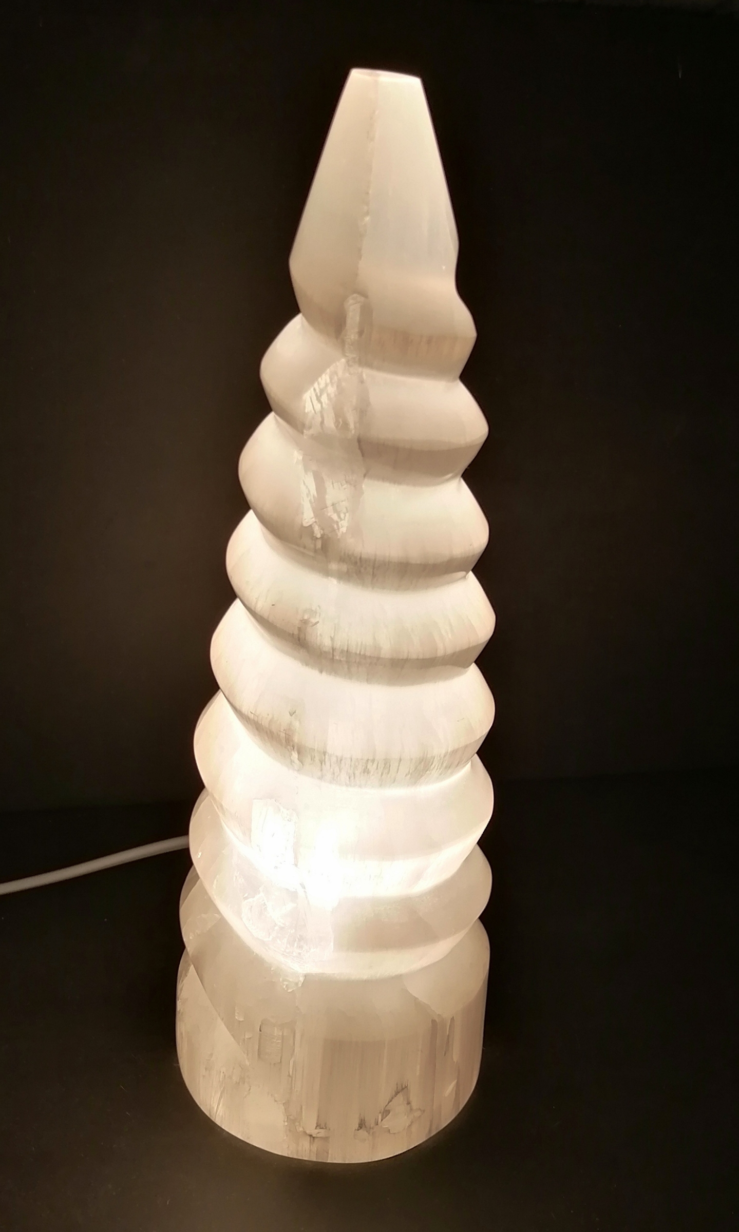Selenit Lampa  - Spiral (Unicorn horn)  - 30cm - 2