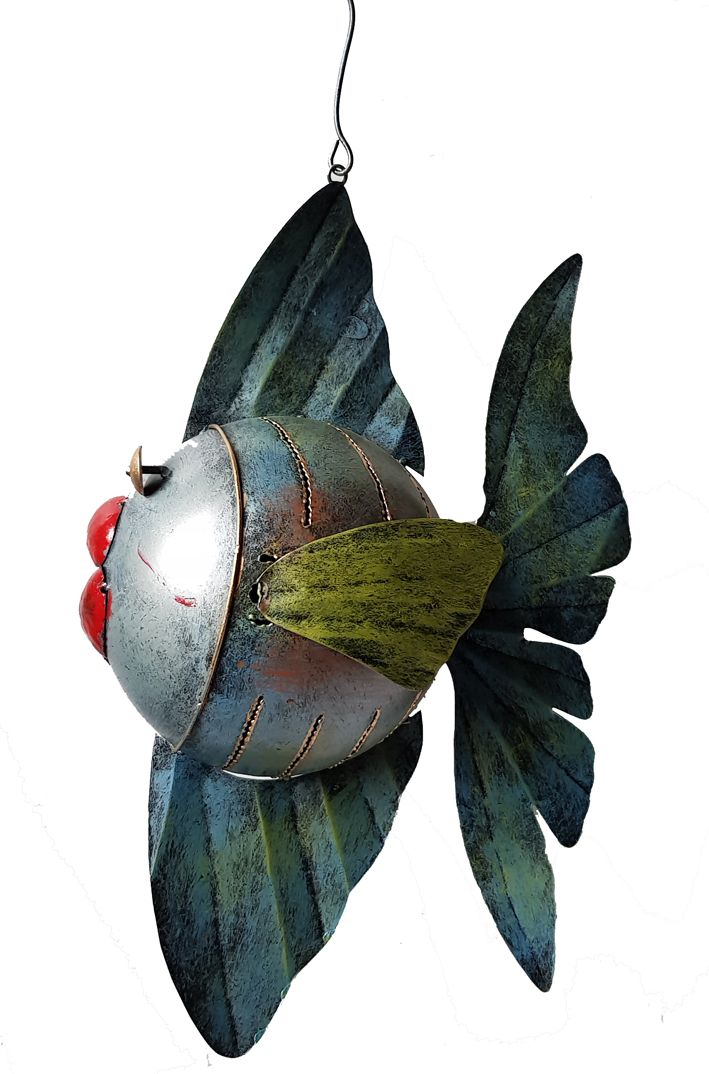 Handmålad Plåt Big Lips Fisk  -   32cm