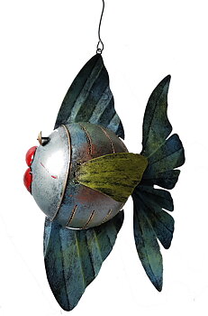 Handmålad Plåt Big Lips Fisk  -   32cm