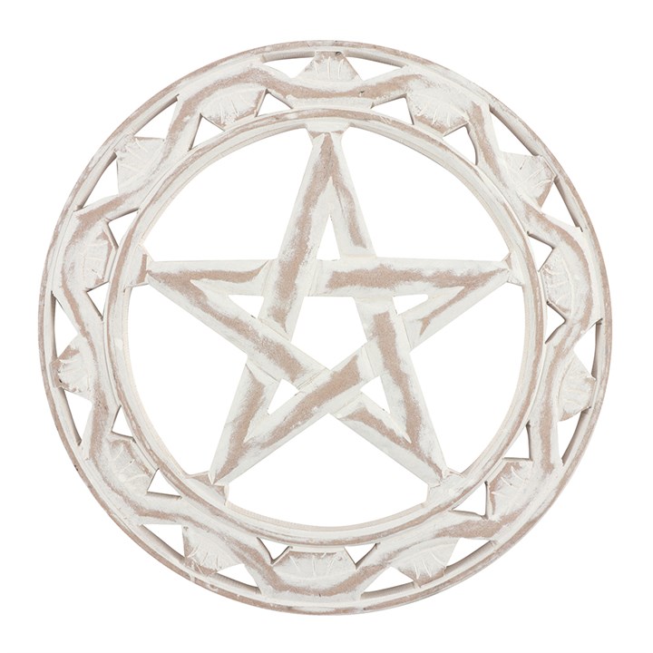 Vit Pentagram Väggkonst - 30cm