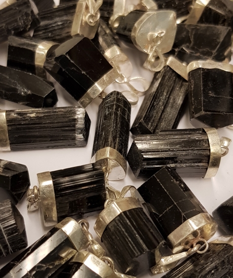 Svart Turmalin Spets med Silver top  - Naturlig spets - 3