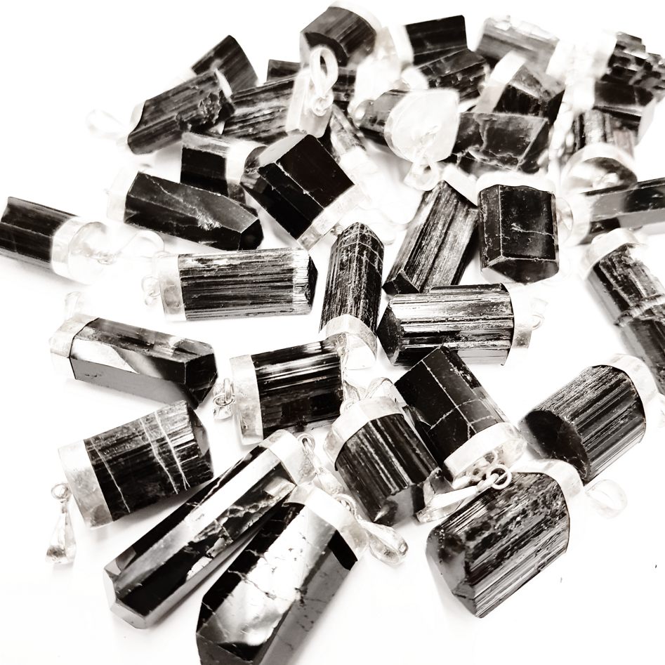 Svart Turmalin Spets med Silver top  - Naturlig spets