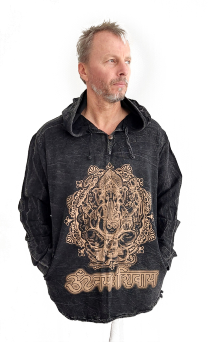 Långärmad Hoodie Anorak med Ganesha - 2