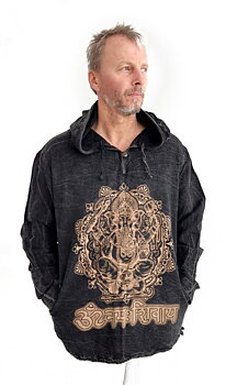 Långärmad Hoodie Anorak med Ganesha