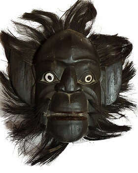 Trä Mask - Borneo - Jungle Elf - Svart