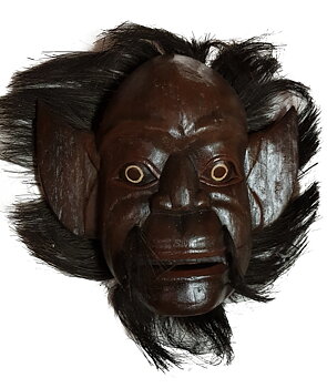Trä Mask - Borneo - Jungle Elf - Röd