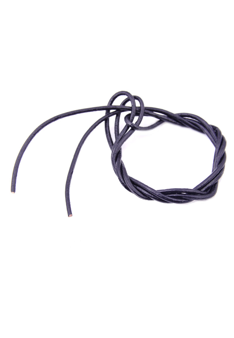 Svart Läder Rem Snöre - 2.5mm - 2