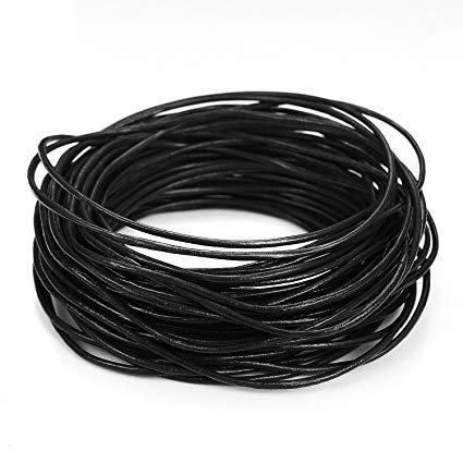 Svart Läder Rem Snöre - 2.5mm