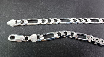 Figaro Kedja i Sterling Silver  - 51cm, Bred 8mm