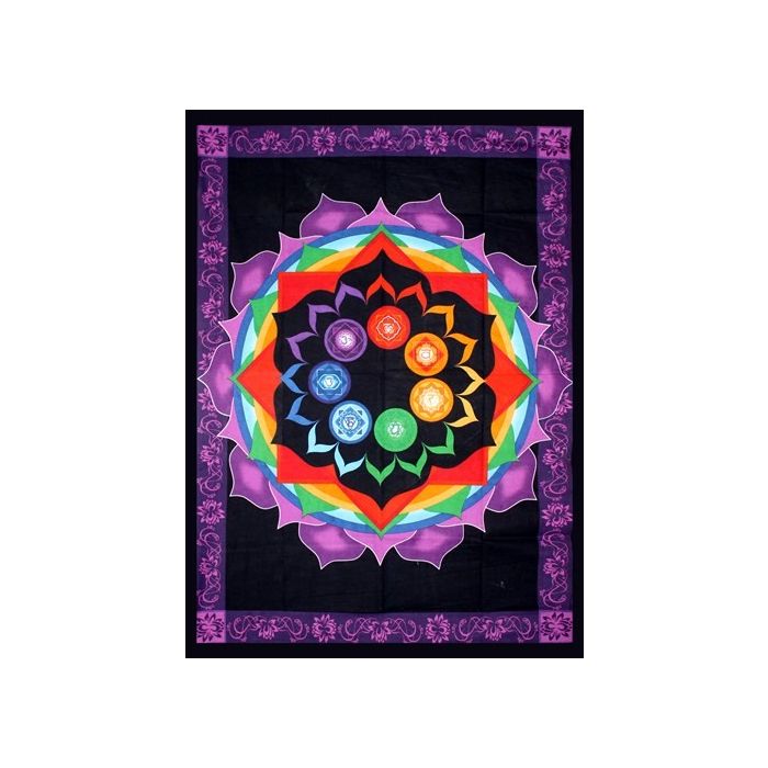 Handtryckt Väggbonad / Sängöverkast - Chakra Mandala