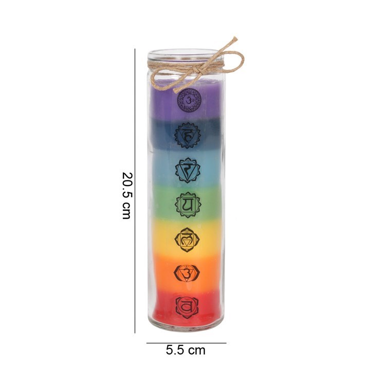 Regnbågsljus / Chakra ljus utan doft . 20.5cm  - 2