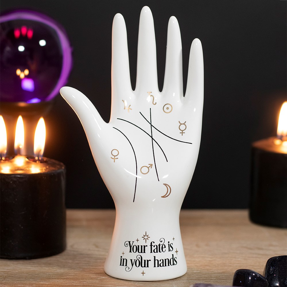 Vit Keramisk Palmistry Hand Ornament - 3