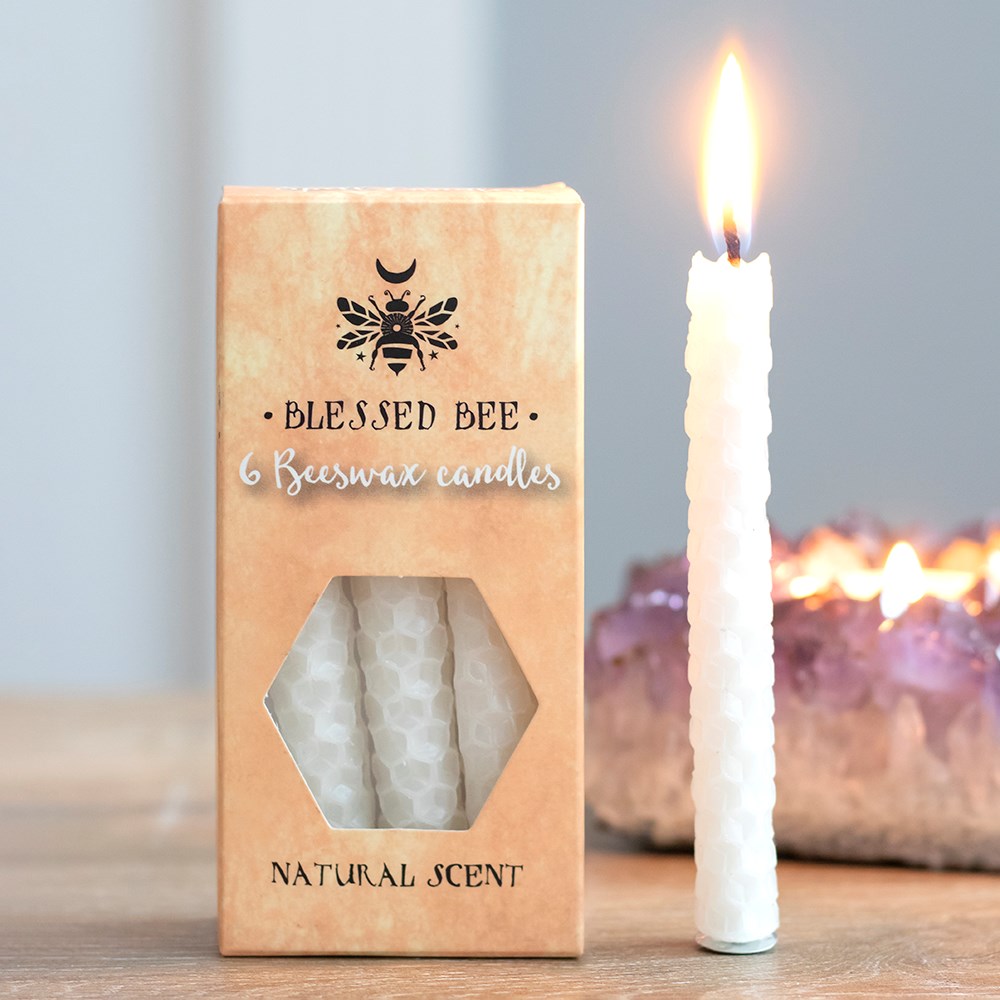Vit Bivax Ljus , 6 pack - Blessed Bee - Hapiness / Glädje - 2