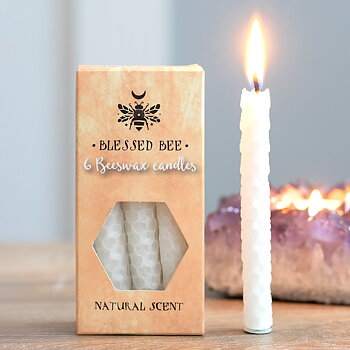 Vit Bivax Ljus , 6 pack - Blessed Bee - Hapiness / Glädje
