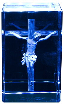 Kristall kub  - Jesus - Klar Glas